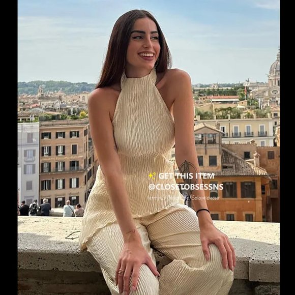 BLOGGER FAVE!!! ZARA Co-Ord Set Sleeveless Top and Wide Leg Pants - Picture 10 of 16